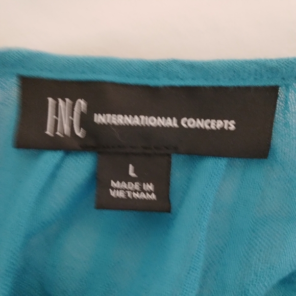 INC International Concepts 100% Cotton Tie Back Peasant Top (S, Aztec Teal) - Picture 6 of 9